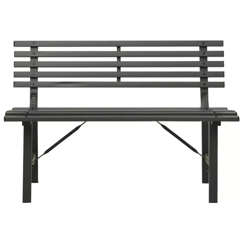 vidaXL Garden Bench Black Powder-coated steel Large Durable