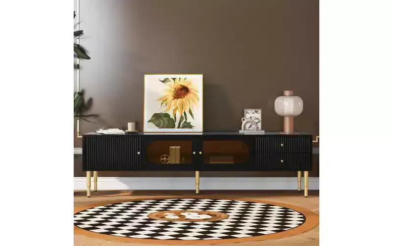 Acekool TV Stand with Storage Drawers and Cabinets, Easy Assembly Media Console for TVs up to 80, White