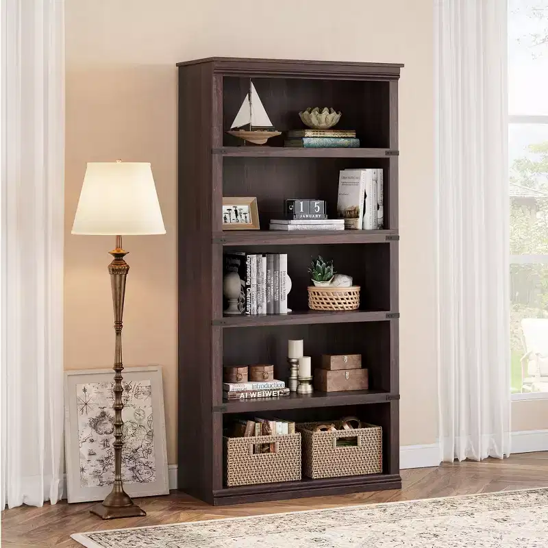 Brown 5-Tier Open Bookshelf, 67.4