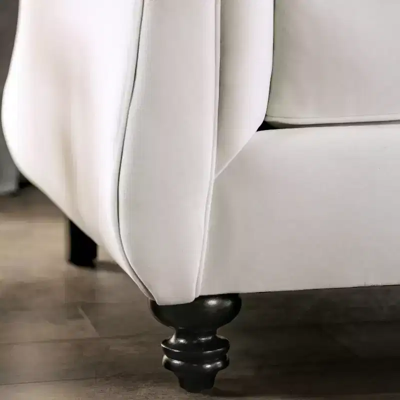 Button Tufted Velvet Sofa, 3-Seater with Wood Frame and Black Legs