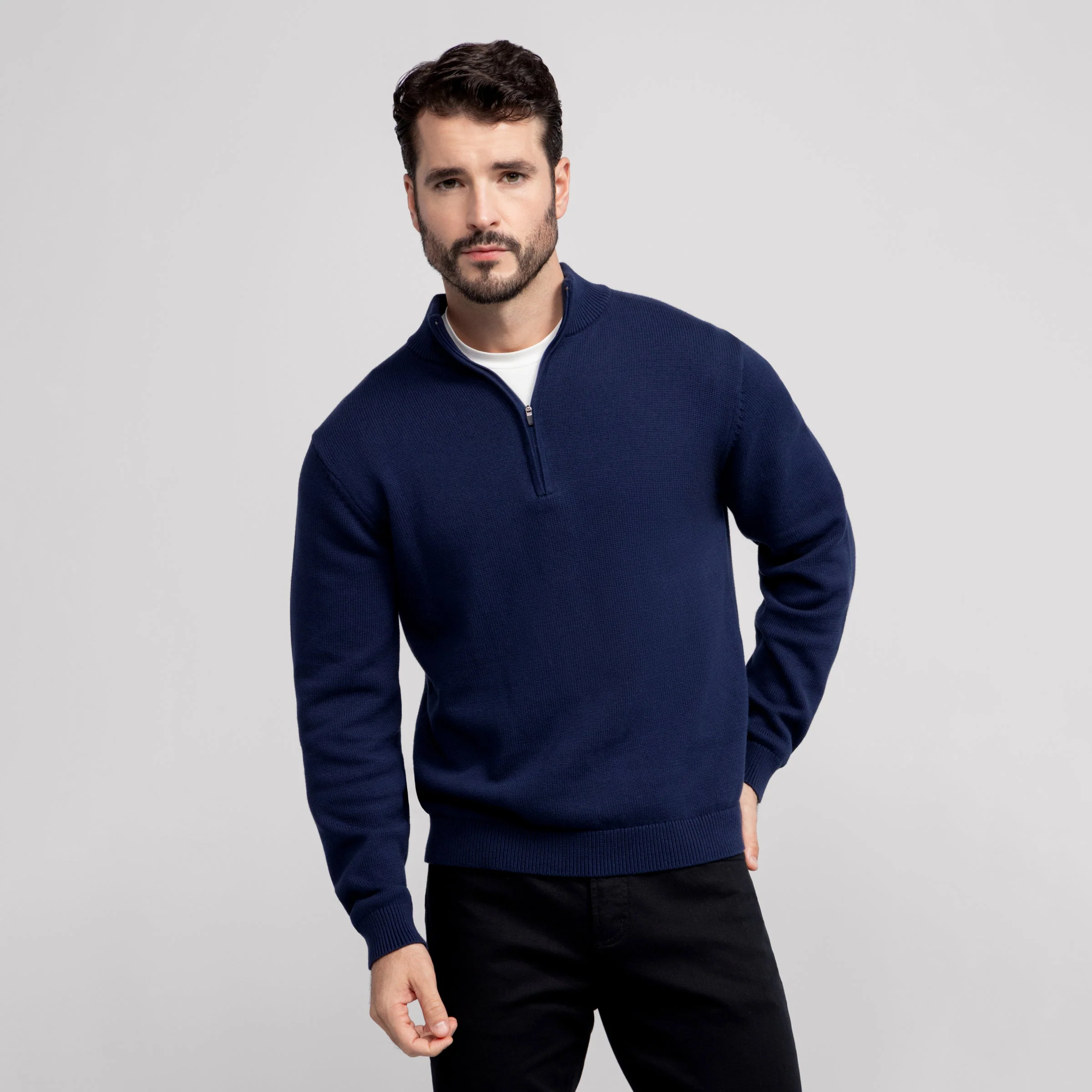 Quarter-Zip Sweater - Navy