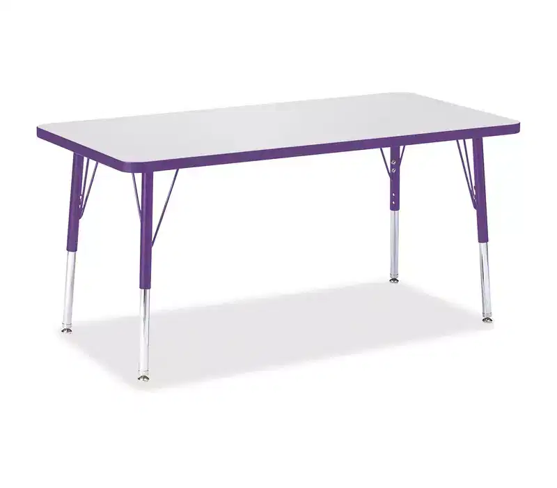 Berries Elementary Height Color Edge Rectangle Table (24 x 48) in Purple