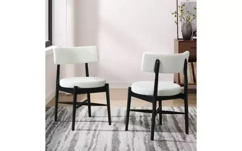 Christopher Knight Home Set of 2 Everly Modern Rubberwood Linen Blend Upholstered Dining Chairs Beige/Black