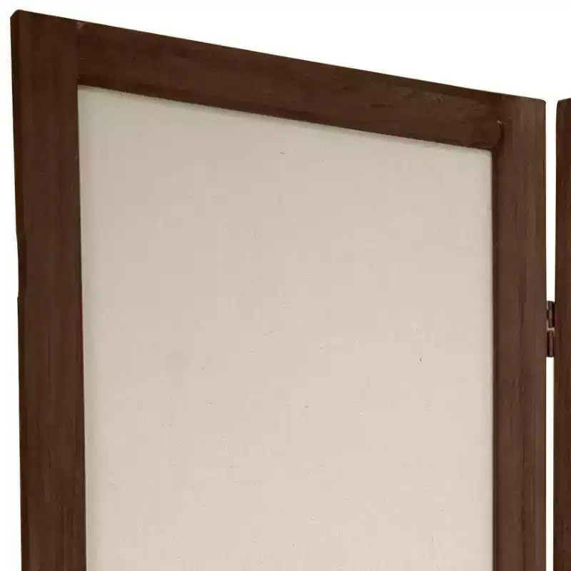 5 1/2ft. Tall 4 Panels Open Lattice Fabric Room Divider Burnt Brown - Oriental Furniture: Hardwood Frame, No Assembly Required