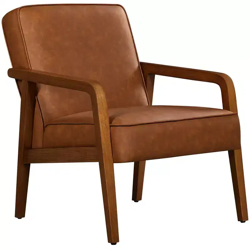Modern Faux Leather Upholstered Accent Chair Armchair