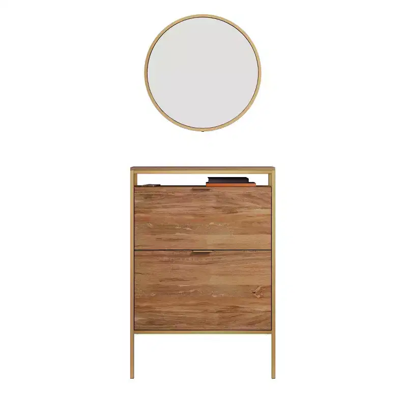 Sauder International Lux Shoe Organizer with Mirror Sindoori Mange