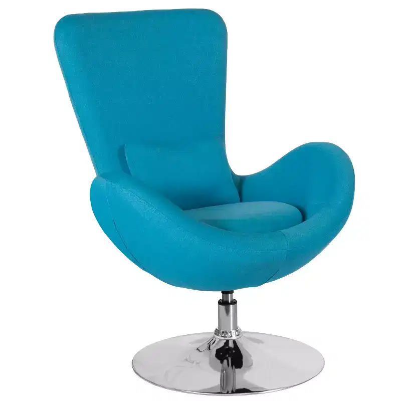 Merrick Lane High-Back Egg Style Lounge Chair With 360 Swivel Metal Base
