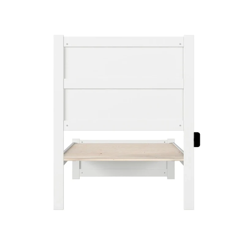 Twin Extra Long Bed with Footboard in White