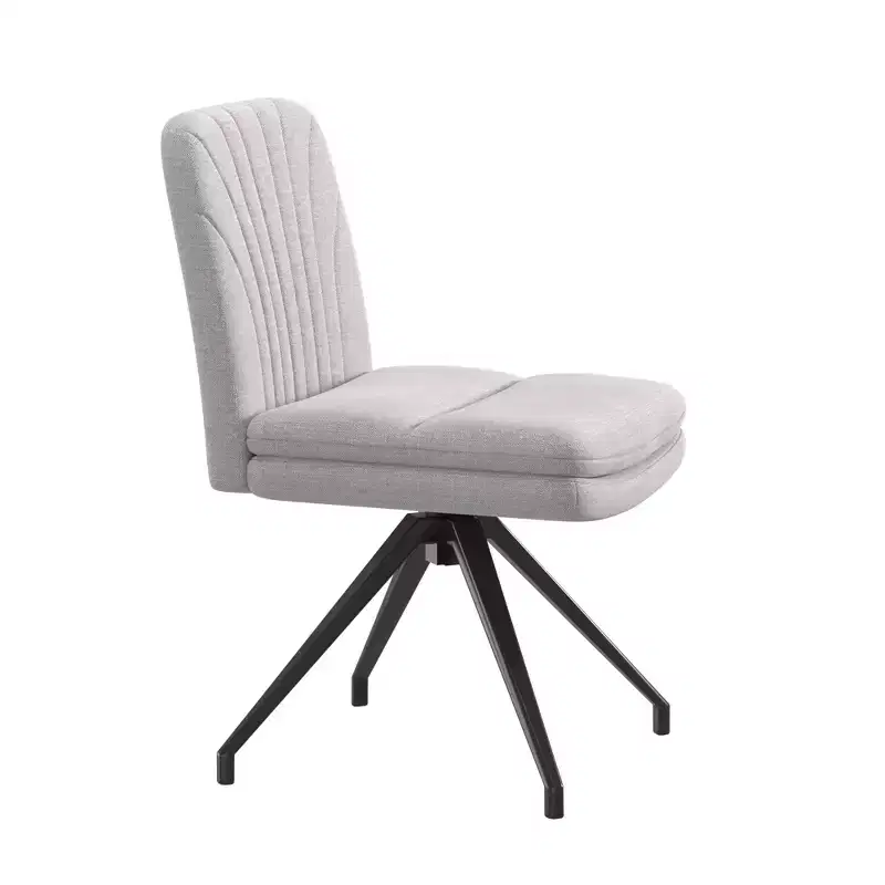 VECELO Upholstered Office Desk Chair Cross Legged Chair with Wide Padded Seat, Modern Computer Task Chair Gray/Beige