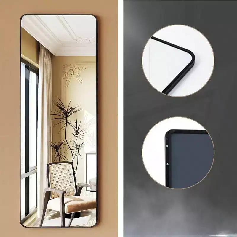 19 Inchx 51 Inch Over Door Mirror Hanging Full Length Back of Door Wall Mirror Black Matte Finish Anti Fog Strong Hold