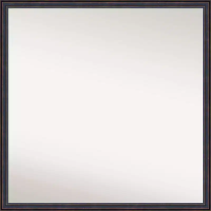 28" x 28" Non-Beveled Scoop Wood Bathroom Wall Mirror Dark Bronze - Amanti Art: Modern Square Design, Wall Mount, Wood Frame