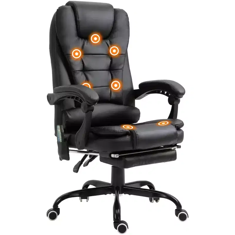 7-Point Vibrating Massage Office Chair with Lumbar Support, Footrest, Reclining Back, Adjustable Height
