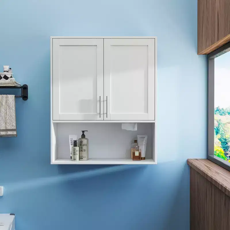 GDFStudio Samuel Modern 31.5'' Bathroom Mirror Cabinet with Facial Tissues Slot, 2 Doors and Adjustable Shelf