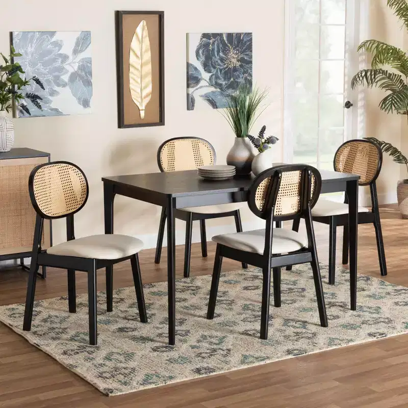 Baxton Studio Darrion Mid-Century Modern Wood 5-Piece Dining Set