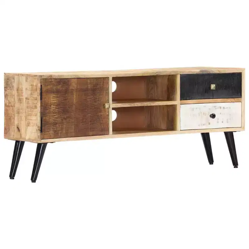 vidaXL Tv Cabinet Natural Wood Solid Mango Wood Standard TV Cabinet