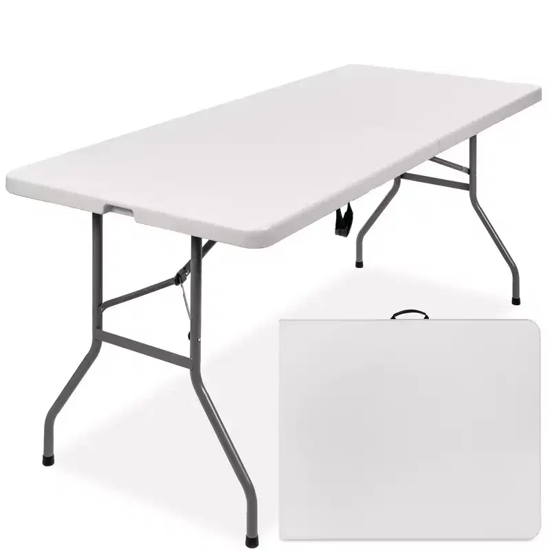 6ft Plastic Folding Table Indoor Outdoor Heavy Duty Portable with Handle and Lock