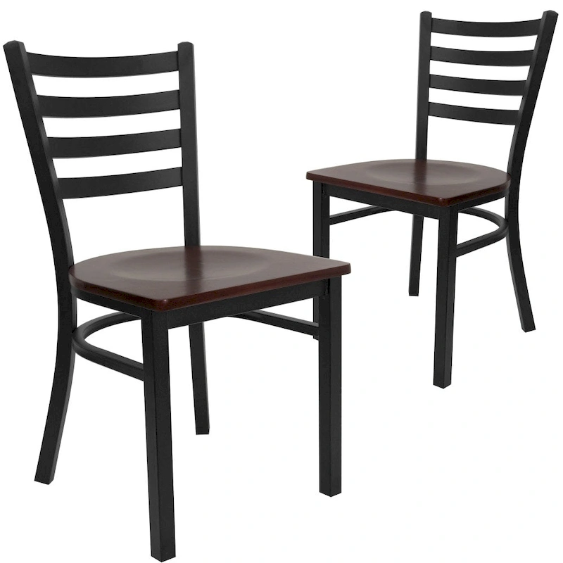 2 Pack Ladder Back Metal Restaurant Chair - 16.5W x 17D x 32.25H - 16.5W x 17D x 32.25H