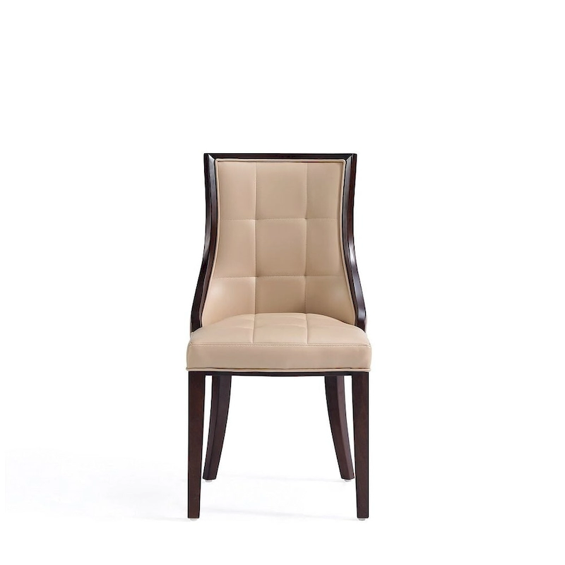 Fifth Avenue Cream and Walnut Faux Leather Dining Chair (Set of Two)