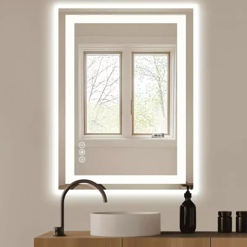 Bathroom Mirror with Dual Light Source & Three Lighting Modes