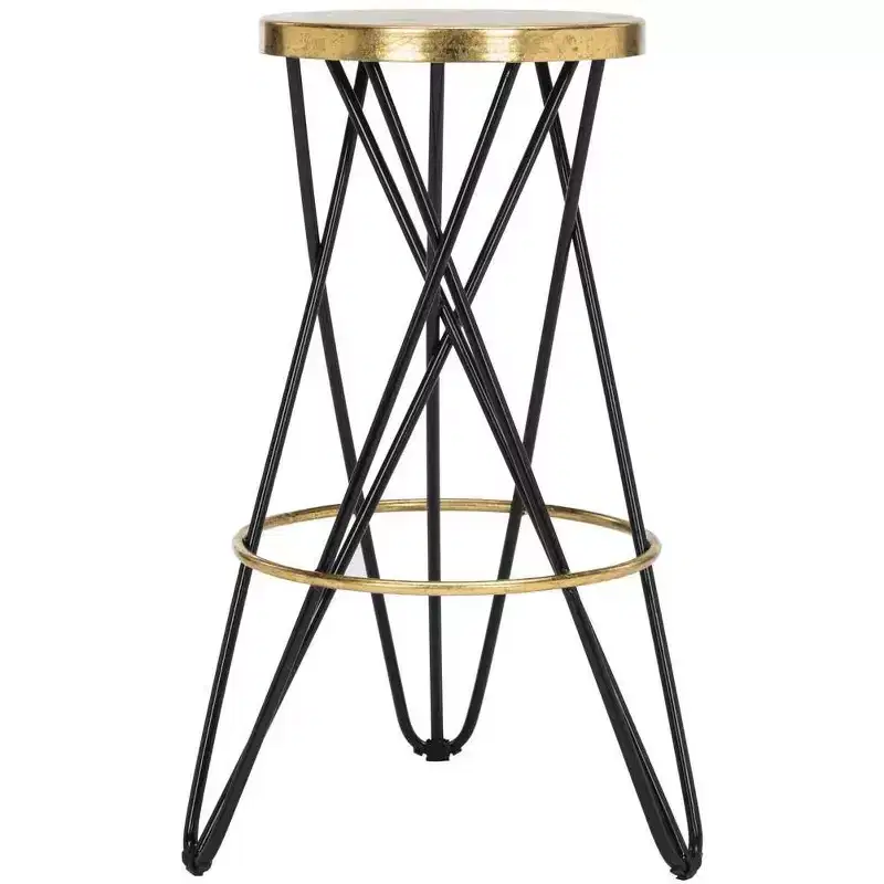 Gold Leaf Bar Stool, White & Gold