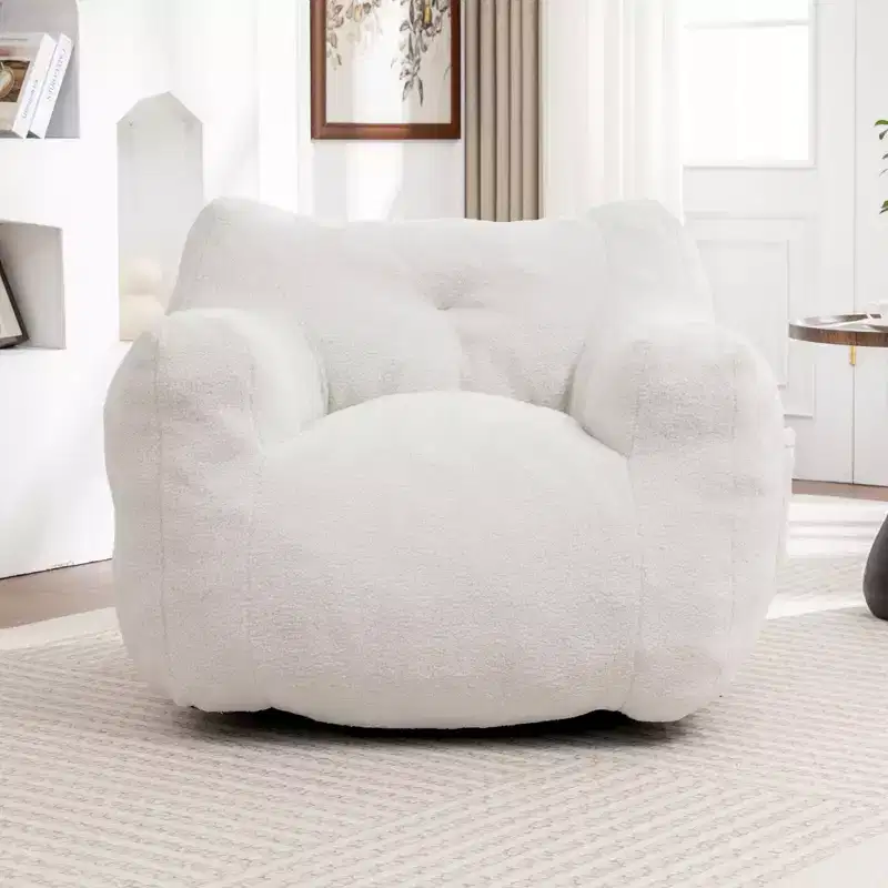 Bean Bag Chair with Arms, Teddy Giant Bean Bag Sofa with High-Density Foam, Floor Chairs for Adults, Bean Bag Couch for Living Room