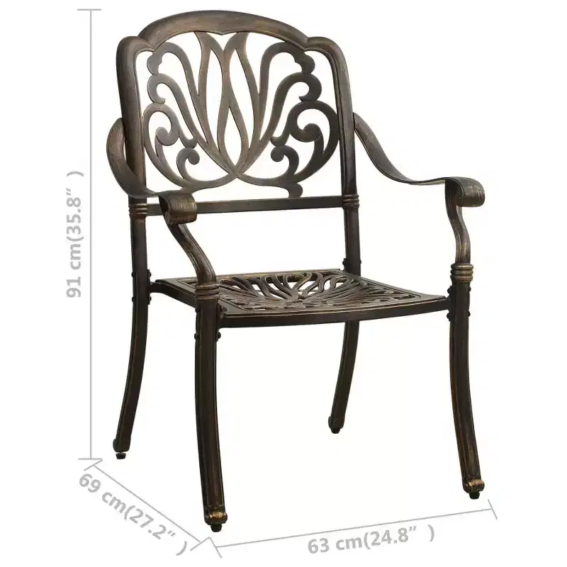 vidaXL Garden Chair Set of 2 Bronze Cast Aluminum Standard Tough