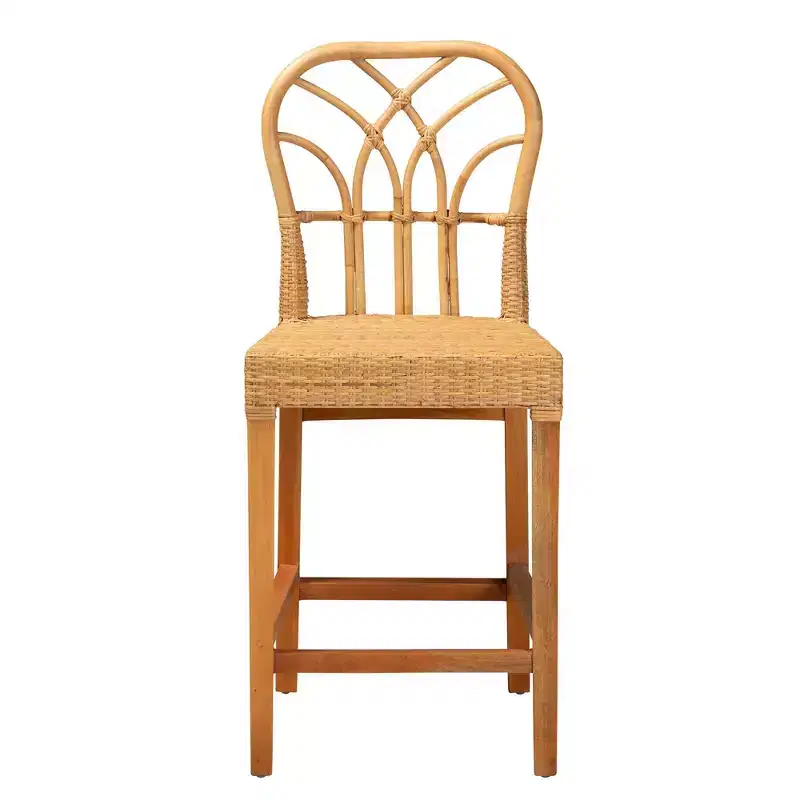bali & pari Monaco Counter Height Barstool: Mahogany Frame, No Assembly Required, Fixed Height