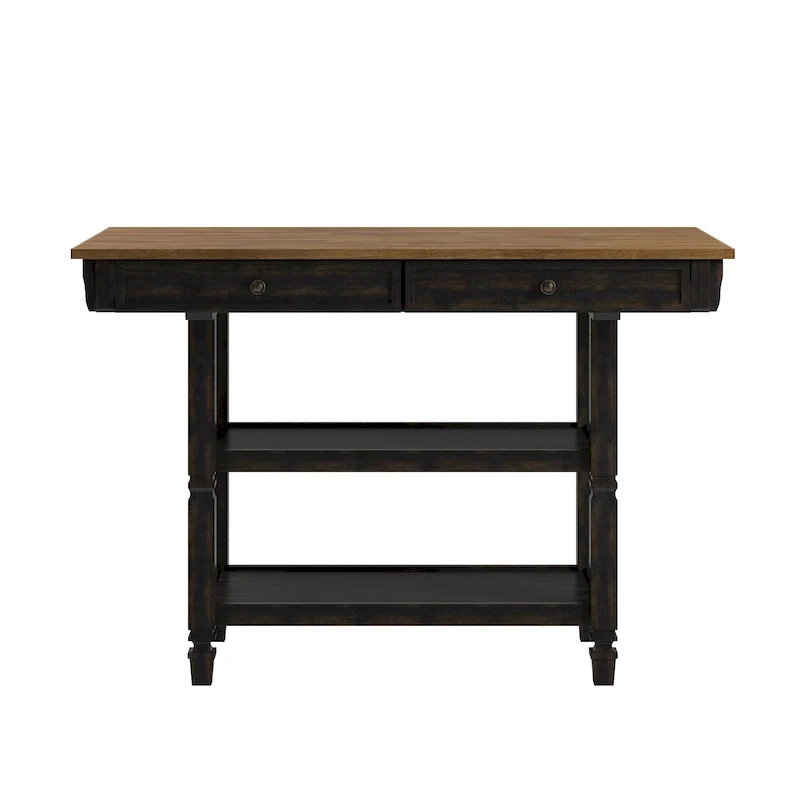 Two-Tone Kitchen Island Buffet with Drawers and Shelves