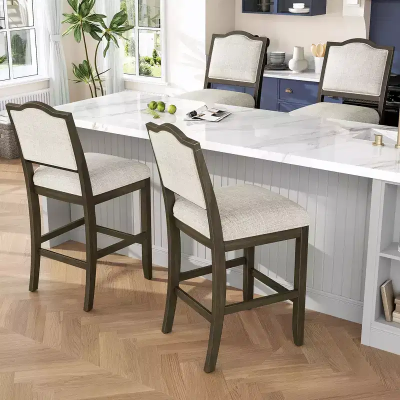 GDFStudio Franklin Counter Stools with Rubber Wood Frame, Ergonomic Backrest (Set of 2)