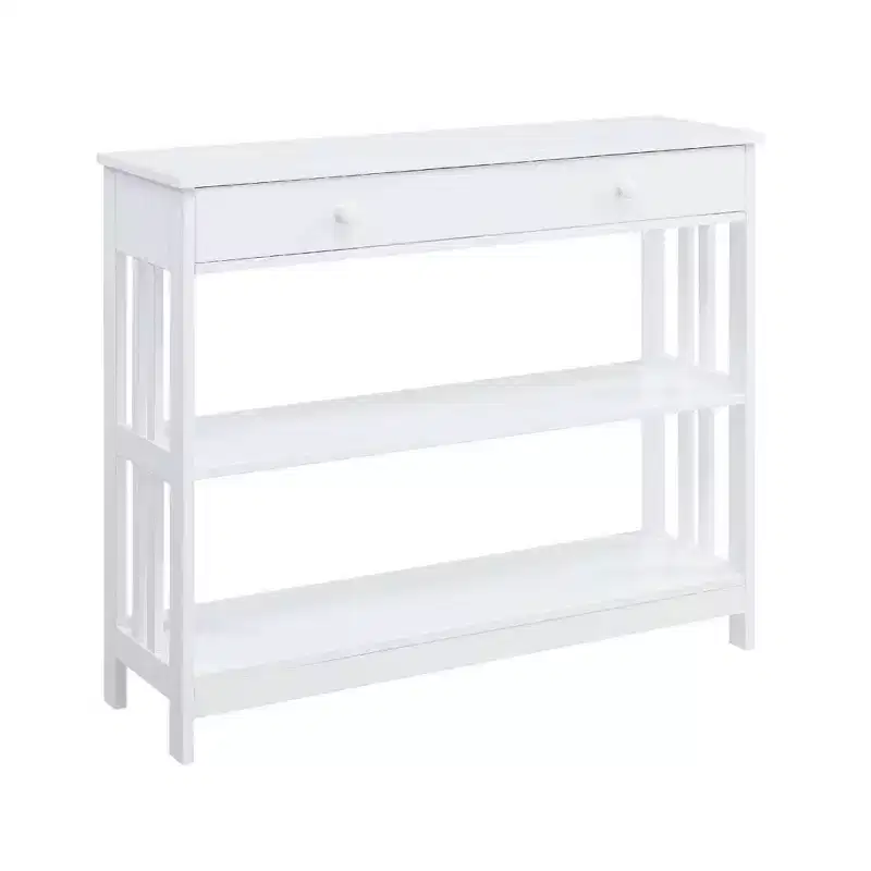 Mission Style 1-Drawer Console Table – White, Rectangle