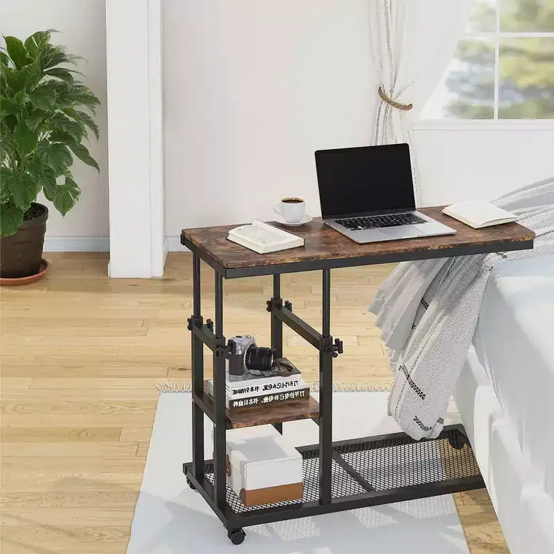 MAYEERTY Mobile C End Table, 26-34.5 Height Adjustable Couch Snack Table