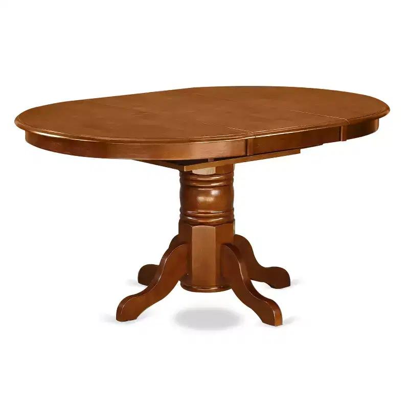 7-Piece Oval Saddle Brown Finish Solid Wood Top Dining Table with 6-Chairs with
