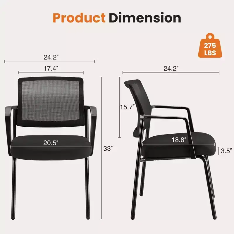 MAYEERTY Mesh Back Stacking Arm Chairs, Upholstered Fabric Sturdy Metal Stacking Chairs
