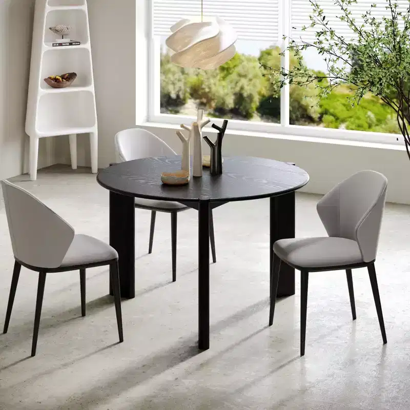 PexFix 42 x 42 Solid Wood Round Dining Table for 4 Modern Farmhouse Kitchen Table Small Circle for Kitchen Living Room Black