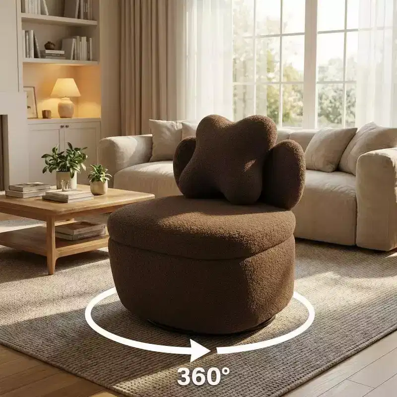 360 Swivel Armchair with Hidden Storage, Ergonomic Bucket Chair with Plush Upholstery for Living Room, Bedroom & Office