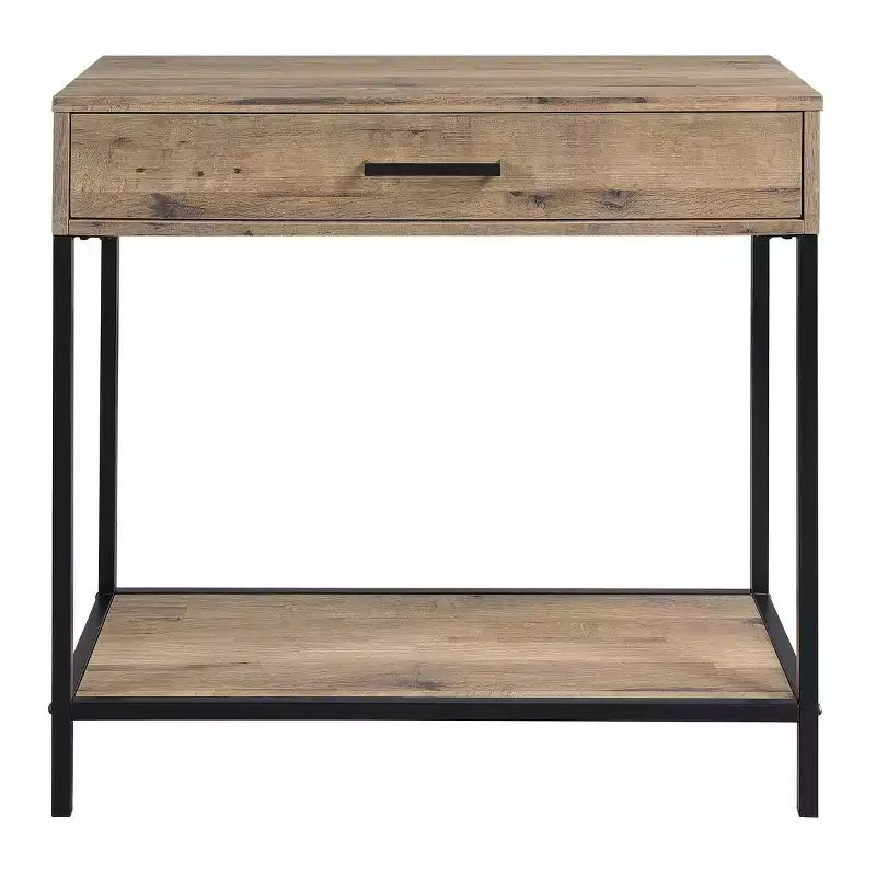 30" Quinton Foyer Table Salvage Oak - OSP Home Furnishings: Steel Frame, Drawer, Lower Shelf