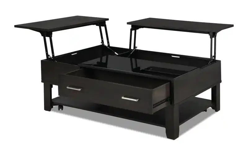 48 Modern Lift Top Coffee Table With Storage, Shelf and Casters