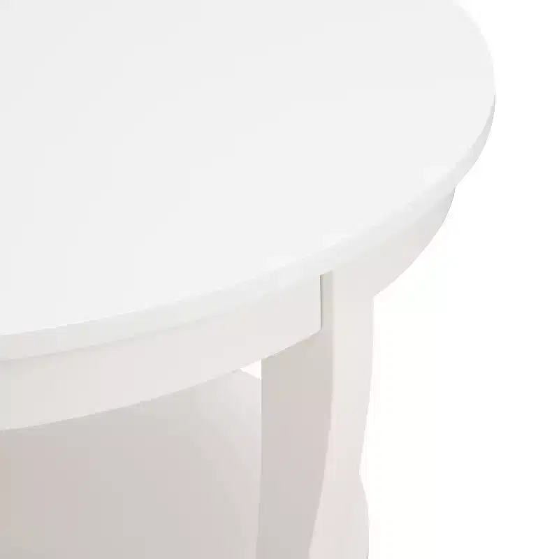 2-Tier Round Coffee Table with Open Shelf for Living Room