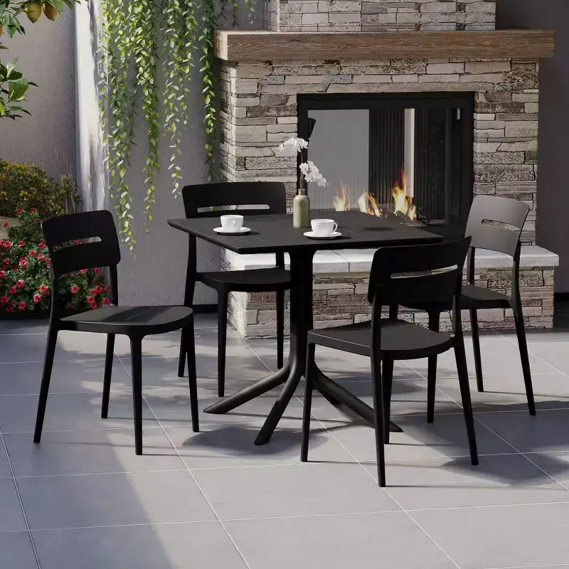 WestinTrends Playa Modern 5-Piece Resin Patio Dining Table Set with Stackable Patio Dining Chairs