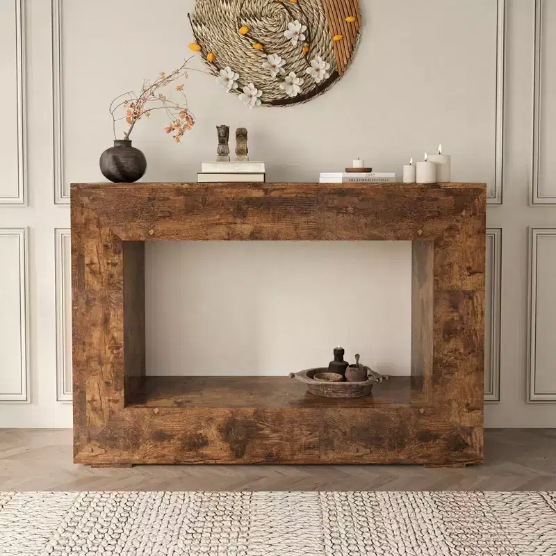 Okak Farmhouse Wood Grain Minimalist Console Table Sofa Table Bar Table,Vintage Foyer Table for Living Room,Hallway,Entrance