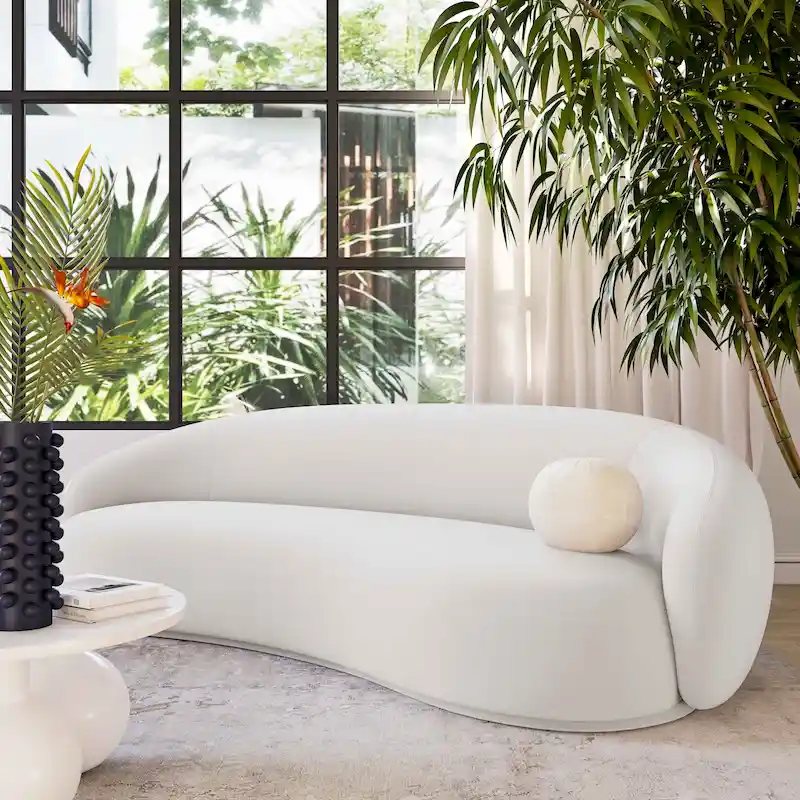 Curved Velvet Upholstered Sofa