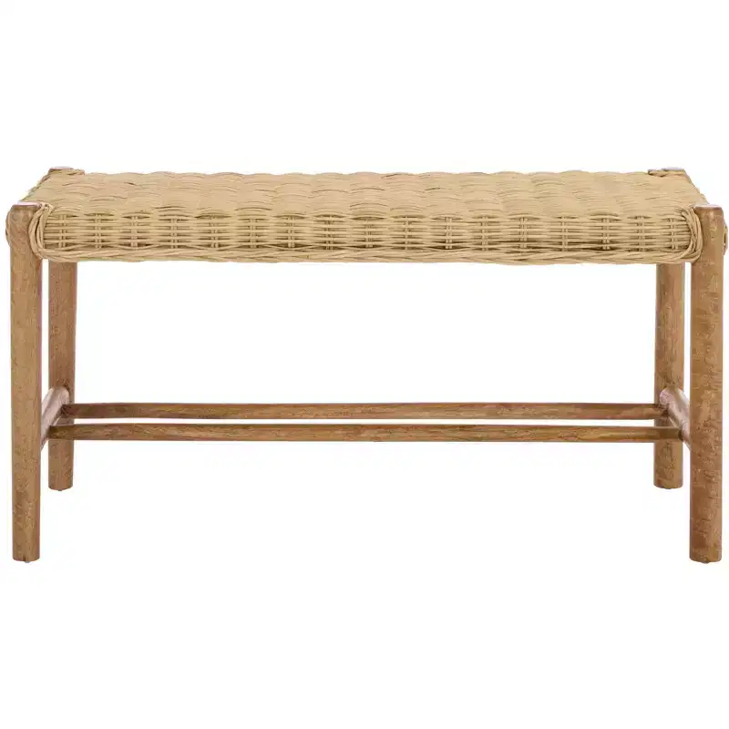 Enrique Bench with Rattan Weaving - BCH6500 - Beige - Safavieh