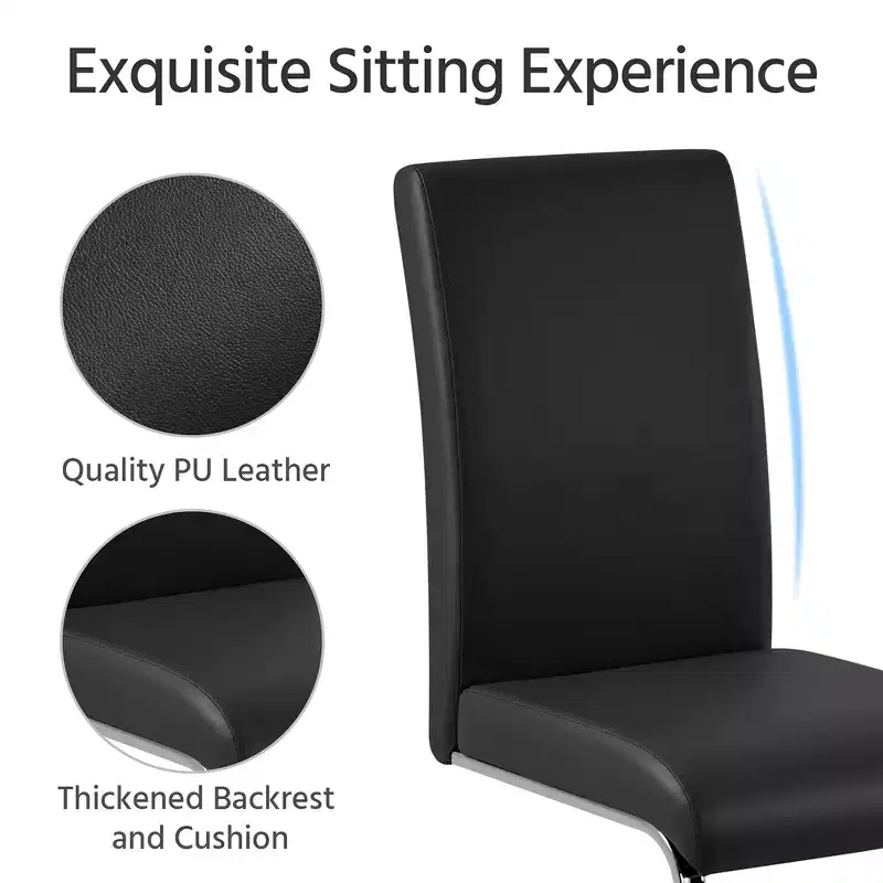 Yaheetech Set of 4 Faux Leather Dining Chairs with Metal Legs