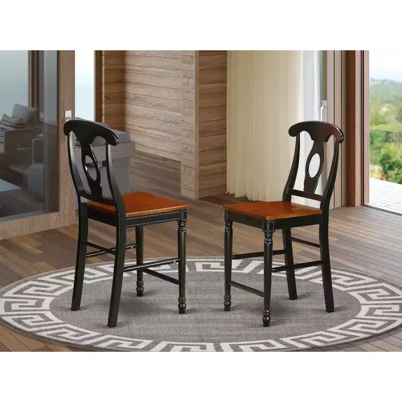 HomeStock Counter Height Barstools - Back Wood Seat