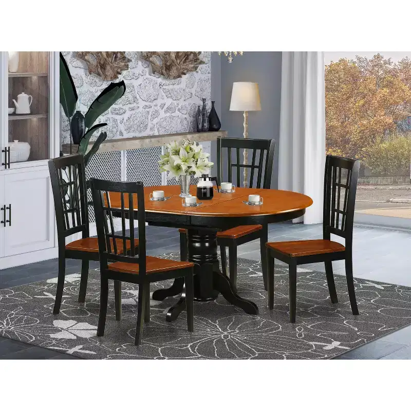 HomeStock Butterfly Leaf Dining Set Traditional Black Cherry