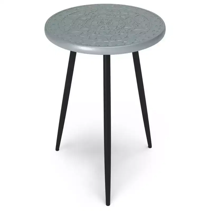 Bloomfield Side Table Gray - WyndenHall: Modern Industrial Design, Iron & Mango Wood, 50lb Capacity