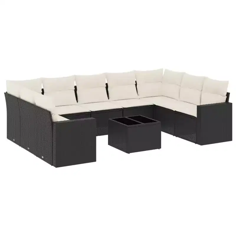 vidaXL Garden Sofa Set Black, Cream White