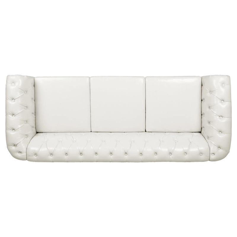 Upholstered Rolled Arm Chesterfield 3-Seater Sofa