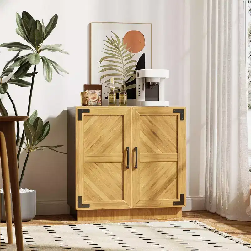 Sideboard Buffet Cabinet with Storage, Kitchen Buffet Coffee Bar with Doors & Adjustable Shelf, for Living & Dining Room