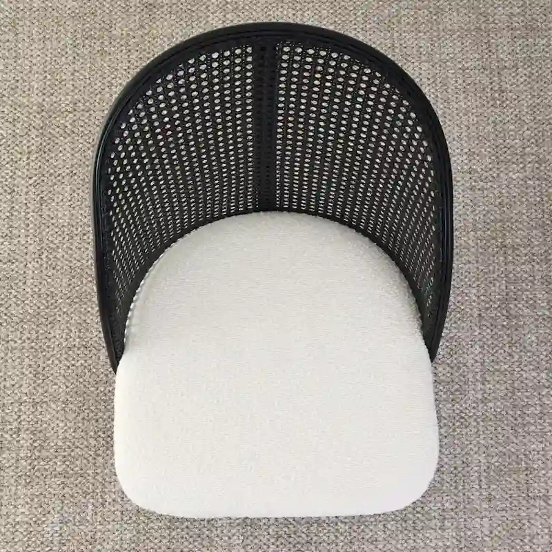 High Back Rattan Boucle Dining Chair